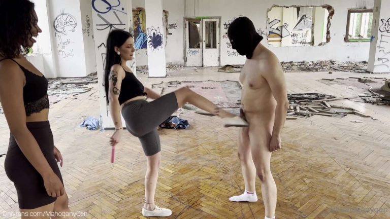 Double Ballbusting On a Stranger – URBEX HOUNTING MahoganyQen and Lady Glamorous 2022