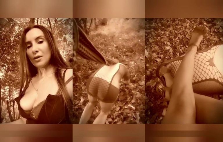 Angelica humiliates MrBlueBalls in the garden