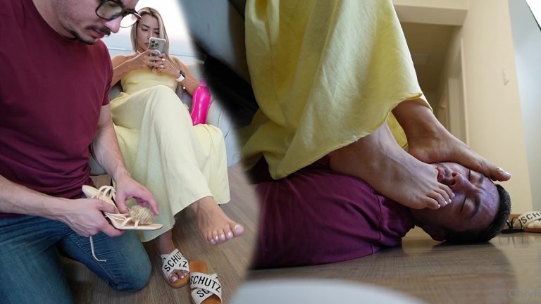 my rich foot loving cuckold worships my feet while I am planning a date with a tinder bull