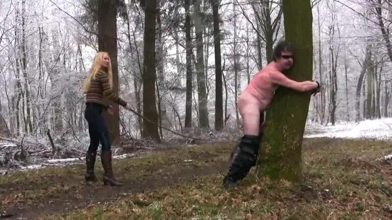 brutal whipping in the forest